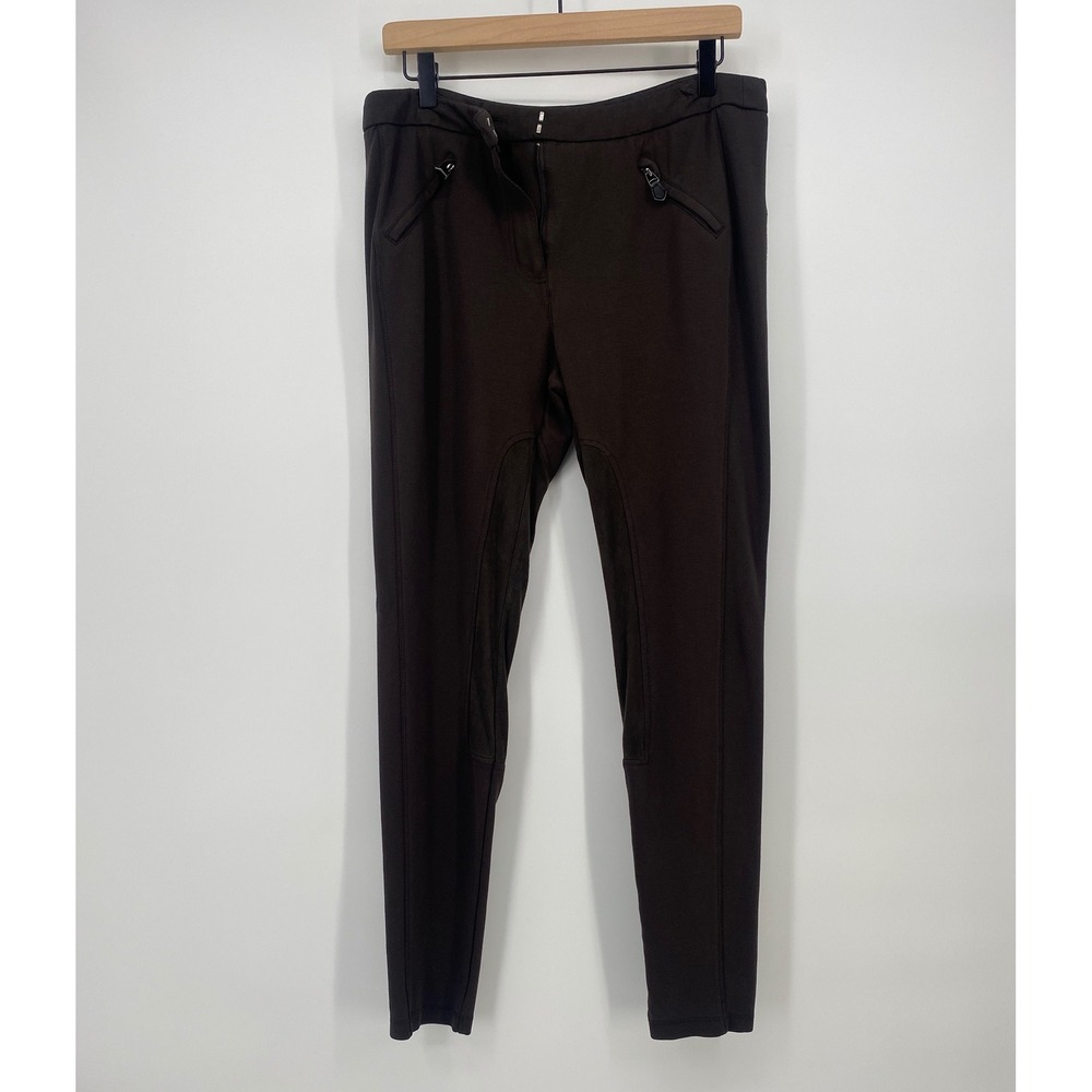 Vertigo Equestrian Leggings 34 Brown Excellent Slim Fit Riding Pants Zip Pockets